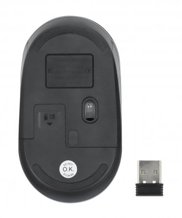 Manhattan-190145-mouse-Ambidestro-RF-Wireless-Ottico-1000-DPI--PERFORMANCE-USB-WIRELESS-MOUSE----2.4GHZ-BLACK-USB-A-1000