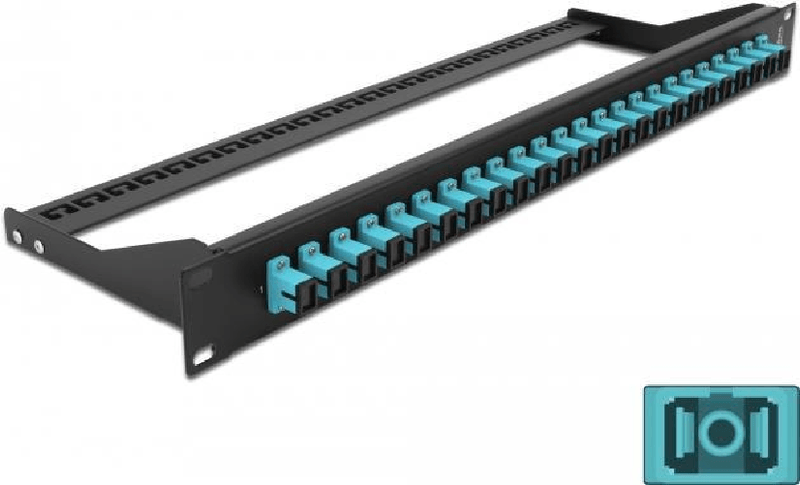 Delock---Patch-Panel---Rack-montierbar---SC-MM-X-24---Schwarz-Aquamarin---1U---48.3-cm--19--