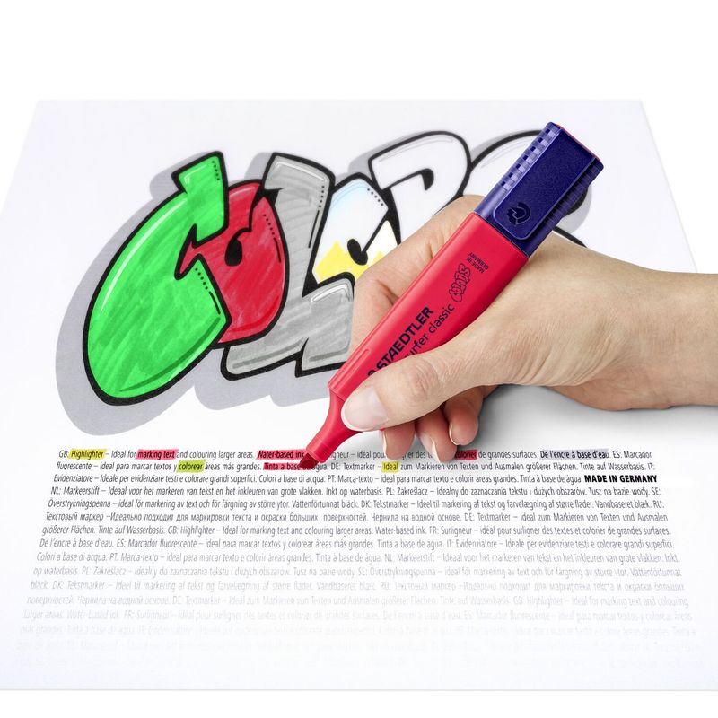 Staedtler-Textsurfer-Classic-364-Pennarello-fluorescente---Punta-a-scalpello---Linea-tra-1---5-mm---Inchiostro-a-base-d-acqua---Colore-vermiglio