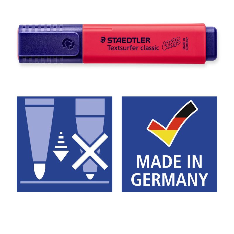 Staedtler-Textsurfer-Classic-364-Pennarello-fluorescente---Punta-a-scalpello---Linea-tra-1---5-mm---Inchiostro-a-base-d-acqua---Colore-vermiglio