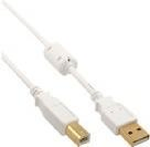 Cavo-USB-2.0---da-A-a-B---bianco---oro---con-nucleo-in-ferrite---15-m