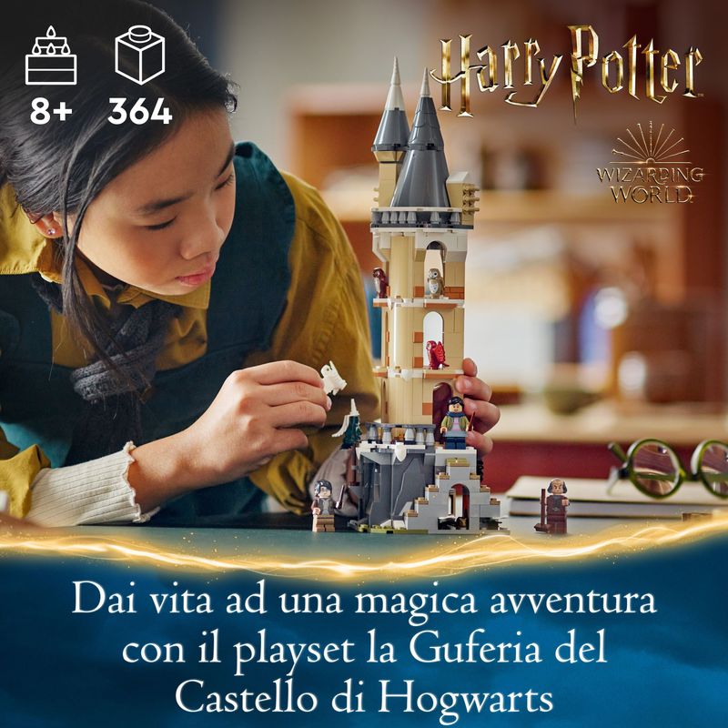 LEGO-Harry-Potter-76430-Guferia-del-Castello-di-Hogwarts-Gioco-per-Bambini-di-8--Anni-con-3-Minifigure-e-5-Gufi-Giocattolo