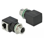 DeLOCK - Netzwerkadapter - 8-polig M12 (W) gerade bis RJ-45 (W) gewinkelt - CAT 6a - Schwarz (66314)