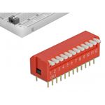 DeLOCK DIP flip switch piano 12-digit 2,54 mm pitch THT vertical - DIP-Schalter - Rot (Packung mit 2) (66408)