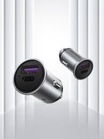 Caricabatteria-da-Auto-Vention-20W-2xUSB--A-C--QC4.0-34A---Design-Mini---Alluminio-Grigio