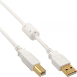 Microconnect InLine Cavo USB 2.0 A maschio / B maschio, bianco, Ferrite, dorato, 3m