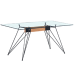 CASA COLLECTION  Tavolo da Pranzo, Top in Vetro Temperato, Gambe in Metallo Verniciato, Rettangolare 160x85x76 cm