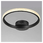 Trade Shop Traesio-plafoniera Led 28w Nero Cerchio Effetto Cristallo Luce Calda Naturale Fredda 31753 -