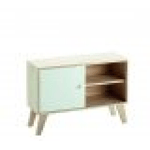 Slome Mobiletto soggiorno, credenza cucina, 2 ante scorrevole, legno paulownia 70x25x49H Slome