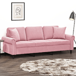 VidaXL Divano a 3 Posti con Cuscini Rosa 180 cm in Velluto