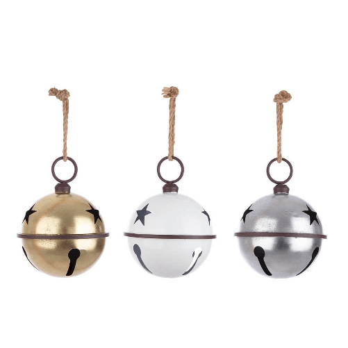Pendaglio Stella di Natale Metallo Grande Bell, Set di 3 (3 Pezzi)