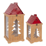 Bizzotto Set di 2 Lanterne Noel Colore Rosso