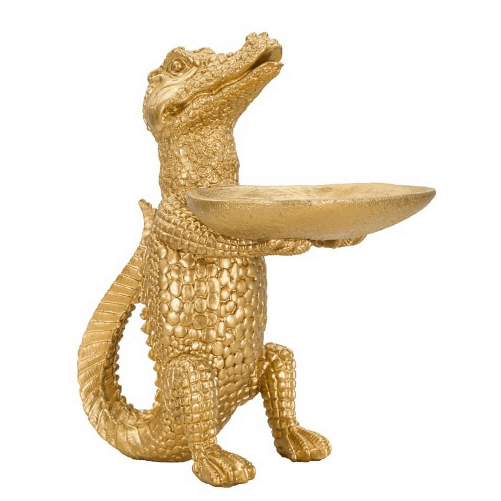 Scultura coccodrillo oro cm 23X15,25X26,6 - CROCUS