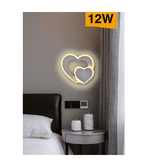 Trade Shop Traesio-applique Muro Led Interno Moderno Doppio Cuore 12 W Luce 3000k 4000k 6500k E83-b -