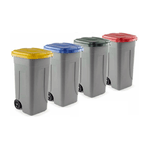 Trade Shop Traesio-bidone Raccolta Differenziata 100 Litri Con Coperchio Colorato E Ruote -