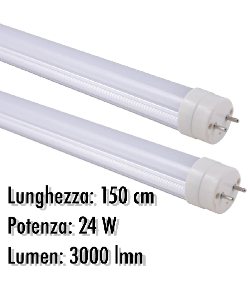 Trade Shop Traesio-tubo Neon A Led T8 24 W Watt 3000 Lmn Con Copertura Opaca Da 150 Cm Luce Bianca - -bianco Naturale      -