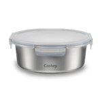 Trabo Castey, contenitore rotondo 650 ml per microonde, con coperchio ermetico, acciaio inox