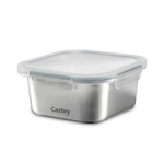 Trabo Castey, contenitore quadrato 1450 ml per microonde, con coperchio ermetico, acciaio inox