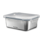 Trabo Castey, contenitore rettangolare 1200 ml per microonde, con coperchio ermetico, acciaio inox