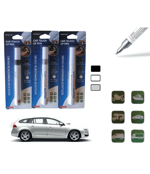 Trade Shop Traesio-penna Pennarello Per Ritocco Graffi Carrozzeria Elimina Ripara Auto Moto - Grigio
