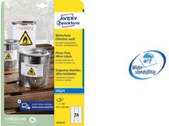AVERY Zweckform Folien-Etiketten, wetterfest, 45,7 x 21,2 mm weiÃ, mit Rand, fÃ¼r Inkjet-Drucker - 1 StÃ¼ck (J4778-10)