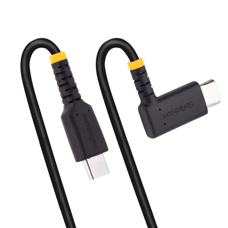 StarTech.com-Cavo-di-Ricarica-USB-C-a-90°-da-1m---Cavetto-di-Ricarica-Veloce-USB-Tipo-C-per-uso-intensivo---Cavo-Dati-USB-2.0-Type-C-a-C-in-Resistente-Fibra-Aramidica---PD-60W-3A--R2CCR-1M-USB-CABLE-