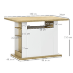 HOMCOM-Tavolo-da-Cucina-per-4-6-Persone-con-Armadietti-a-2-Ante-110x70x75.5cm-Bianco-e-Legno