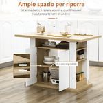 HOMCOM-Tavolo-da-Cucina-per-4-6-Persone-con-Armadietti-a-2-Ante-110x70x75.5cm-Bianco-e-Legno