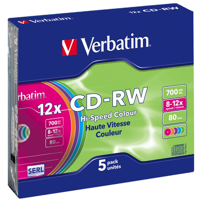 Verbatim-CD-RW-Colour-12x-700-MB-5-pz