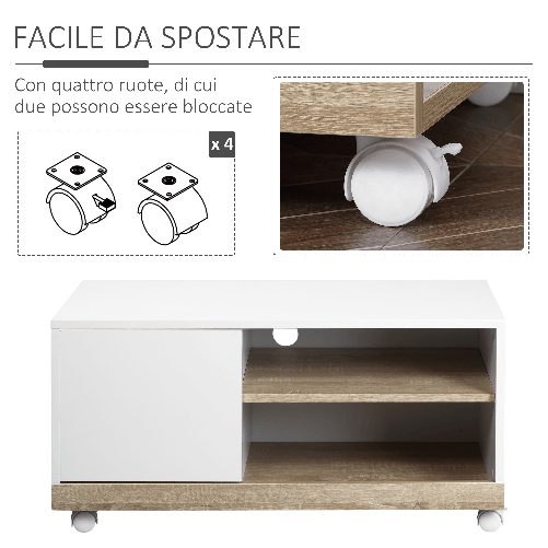 HOMCOM-Carrello-Porta-TV-con-1-Anta-e-Vani-Aperti-Mobile-per-TV-fino-42---con-Ruote-80x45x39.5cm