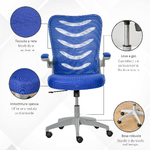 Vinsetto-Sedia-da-Ufficio-Ergonomica-Poltrona-Girevole-Altezza-Regolabile-e-Braccioli-Sollevabili-58.5x58x94.5-103.5cm-Blu