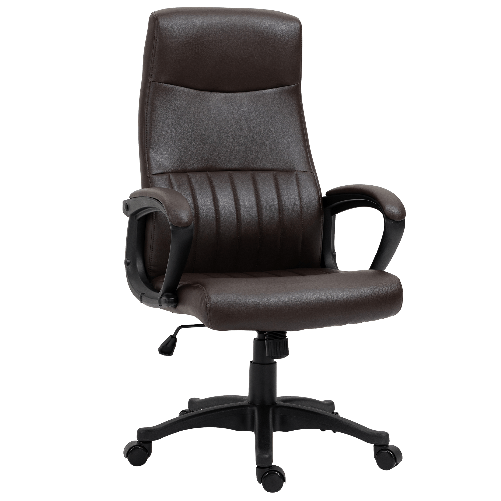 Vinsetto-Sedia-da-Ufficio-Ergonomica-Sedia-Girevole-con-Schienale-Alto-e-Dondolo-Altezza-Regolabile-e-Ruote-61.5x66x113-123cm-Marrone