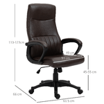 Vinsetto-Sedia-da-Ufficio-Ergonomica-Sedia-Girevole-con-Schienale-Alto-e-Dondolo-Altezza-Regolabile-e-Ruote-61.5x66x113-123cm-Marrone