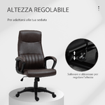 Vinsetto-Sedia-da-Ufficio-Ergonomica-Sedia-Girevole-con-Schienale-Alto-e-Dondolo-Altezza-Regolabile-e-Ruote-61.5x66x113-123cm-Marrone