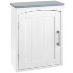 kleankin Mobile Pensile Bagno a un'Anta con Mensola Regolabile, 41x18.5x52cm, Bianco e Grigio