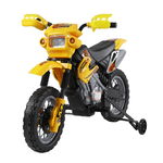 HOMCOM Moto Cross Elettrica con Rotelle Giallo per Bambini 3 anni e più, Batteria 6V Velocità 2.5km/h, 102 x 53 x 66cm