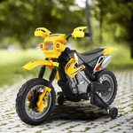 HOMCOM-Moto-Cross-Elettrica-con-Rotelle-Giallo-per-Bambini-3-anni-e-piu-Batteria-6V-Velocita-2.5km-h-102-x-53-x-66cm