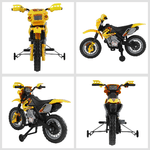 HOMCOM-Moto-Cross-Elettrica-con-Rotelle-Giallo-per-Bambini-3-anni-e-piu-Batteria-6V-Velocita-2.5km-h-102-x-53-x-66cm