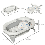 HOMCOM-Vaschetta-Bagnetto-Pieghevole-per-Bambini-0-3-Anni-con-Indicatore-di-Temperatura-e-Cuscino-81.5x50.5x23.5cm-Bianco