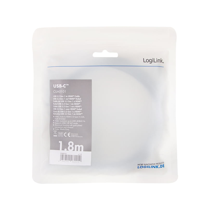 LogiLink---Adapterkabel---HDMI-mA¤nnlich-zu-USB-C-mA¤nnlich---1.8-m---Dreifachisolierung---Schwarz---unterstA¼tzt-4K-60-Hz-