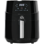 HOMCOM Friggitrice ad Aria Calda 4.5L con 8 Programmi, Timer e Temperatura Regolabile 80-200?, 1500W - Nero