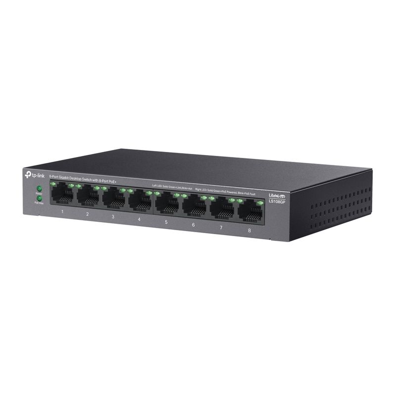 TP-Link-LiteWave-LS108GP-switch-di-rete-Non-gestito-Gigabit-Ethernet--10-100-1000--Supporto-Power-over-Ethernet--PoE--Ne