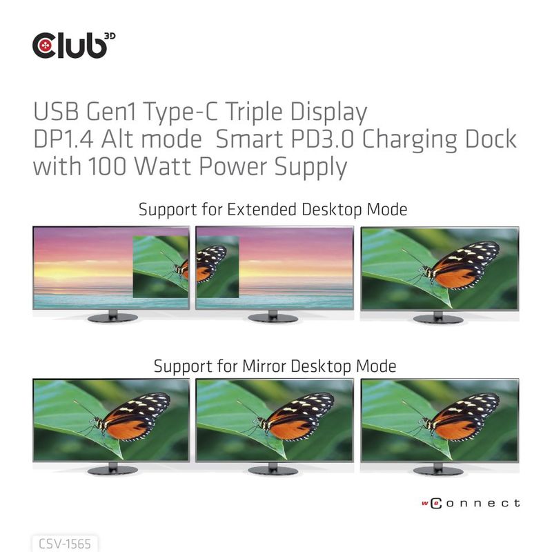 Club-3D-Docking-Station-Usb-C-Gen-1-Triple-Dp-100W-Power-Supply
