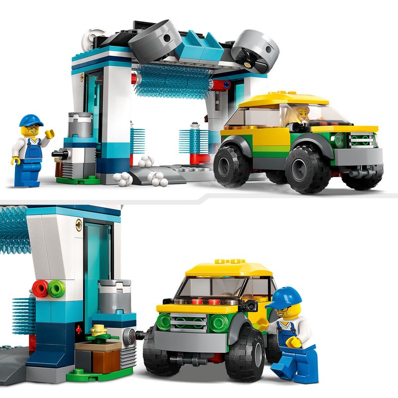 LEGO-City-60362-Autolavaggio-Gioco-per-Bambini-6--Anni-con-Spazzole-Rotanti-Macchina-Giocattolo-e-2-Minifigure-Idea-Regalo