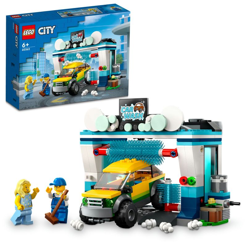 LEGO-City-60362-Autolavaggio-Gioco-per-Bambini-6--Anni-con-Spazzole-Rotanti-Macchina-Giocattolo-e-2-Minifigure-Idea-Regalo