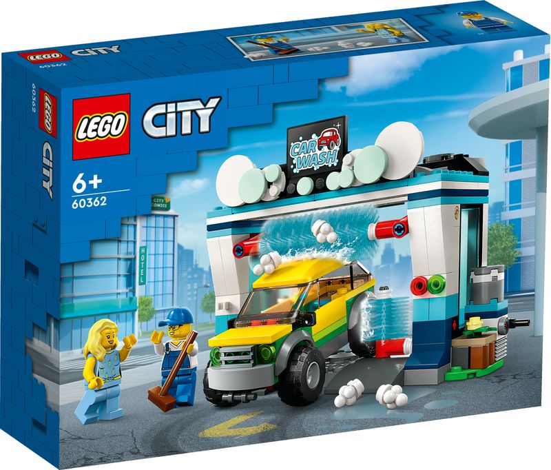 LEGO-City-60362-Autolavaggio-Gioco-per-Bambini-6--Anni-con-Spazzole-Rotanti-Macchina-Giocattolo-e-2-Minifigure-Idea-Regalo