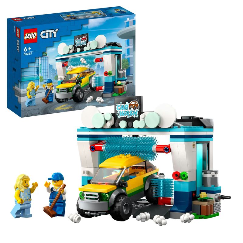 LEGO-City-60362-Autolavaggio-Gioco-per-Bambini-6--Anni-con-Spazzole-Rotanti-Macchina-Giocattolo-e-2-Minifigure-Idea-Regalo