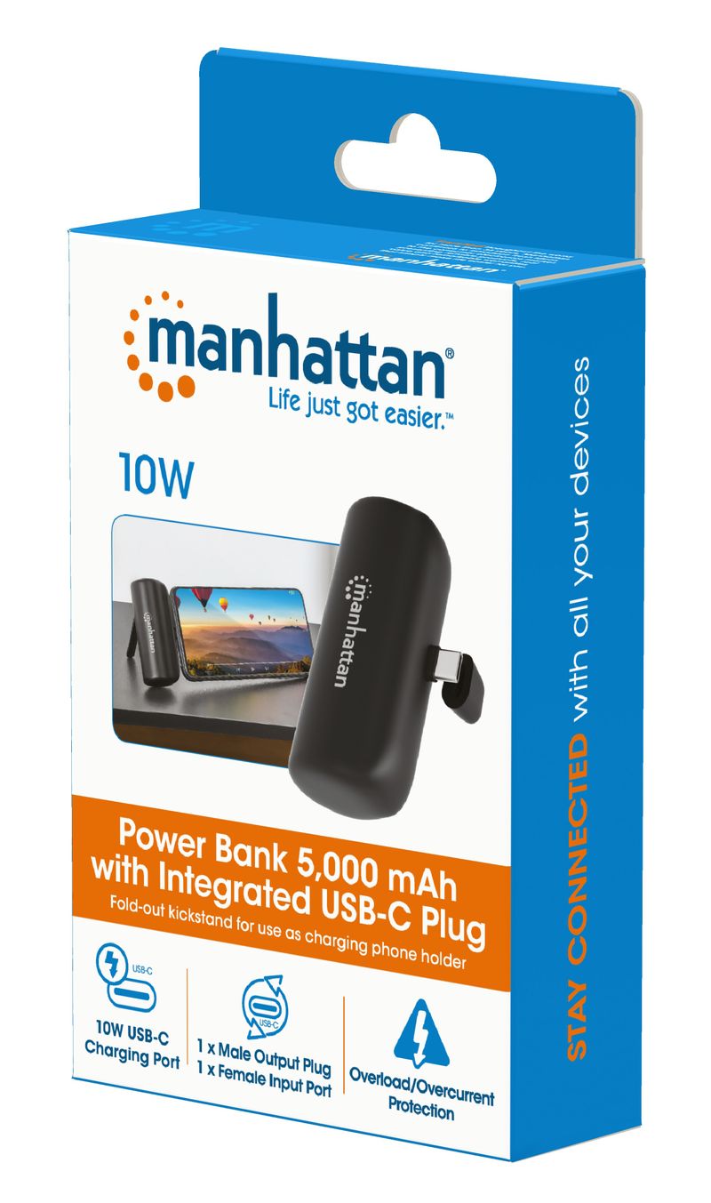 Manhattan-102636-batteria-portatile-Ioni-di-Litio-5000-mAh-Nero