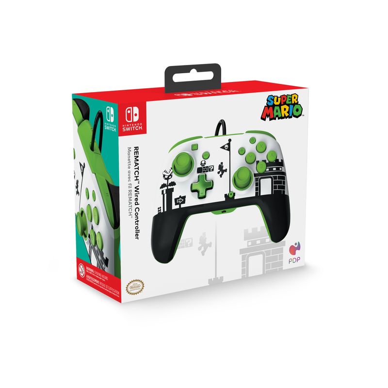 PDP-REMATCH--Super-Mario-Retro-Nero-Verde-Bianco-USB-Gamepad-Analogico-Digitale-Nintendo-Switch-Nintendo-Switch-OLED