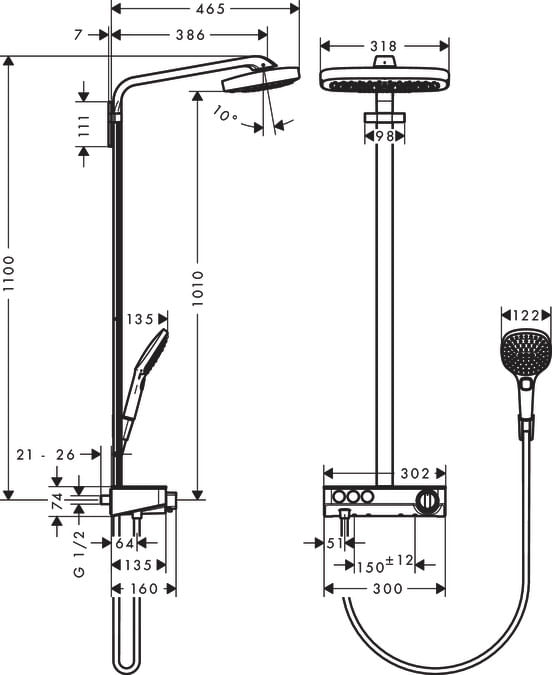 Hansgrohe-Raindance-Select-E-sistema-di-doccia-Cromo-Bianco